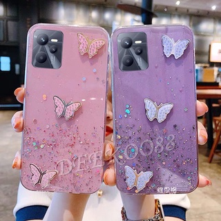 ใหม่ เคสโทรศัพท์มือถือแบบใส แต่งกลิตเตอร์ ลายผีเสื้อ ระยิบระยับ สําหรับ Realme C35 9 Pro+ Plus 9Pro 9i 2022 RealmeC35 Realme9Pro+