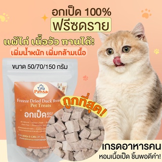 ขนมแมว PAWSA อกเป็ดฟรีซดราย เป็ดอบแห้ง ฟรีซดรายแมว ขนมฟรีซดราย ขนมแมวเพื่อสุขภาพ