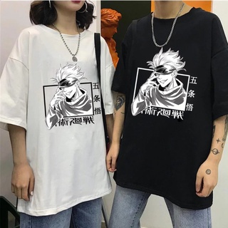 Jujutsu Kaisen พิมพ์เสื้อยืด Gojo Satoru ญี่ปุ่น การ์ตูนอะนิเมะแฟชั่นมังงะ Tee เสื้อฤดูร้อน tops