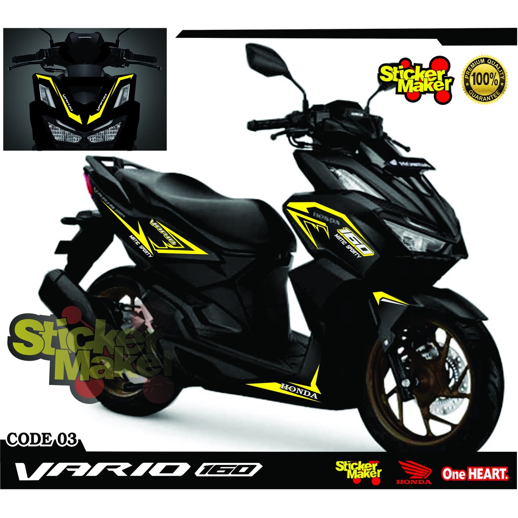 Honda Vario 160 สติ๊กเกอร์ตัดวาริation สีดํา Vario 2022 body striping sticker รหัส03
