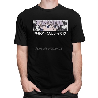 เสื้อโอเวอร์ไซ - ผู้ชายตลก Tshirt HXH Killua Zoldyck เสื้อยืดแขนสั้นแขนสั้นผ้าฝ้ายบริสุทธิ์อะนิเมะก