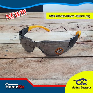 Action Eyewear รุ่น R68 Smoke Silver Yellow Leg แว่นตานิรภัย, แว่นกันแดด2020, แว่นตากันUV ***แถมซองผ้าใส่แว่นฟรี***