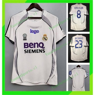 เสื้อกีฬาแขนสั้น ลายทีมชาติฟุตบอล Real Madrid 2006/2007 06/07 Real Madrid HIGUAIN 20 BECKHAM 23 EMERSON 8 ชุดเหย้า