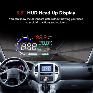 5.5 รถความเร็วรถ Hud Overspeed Alarm, แสดง Km/h MPH, OBDII/EUOBD ปลั๊กอินเทอร์เฟซ