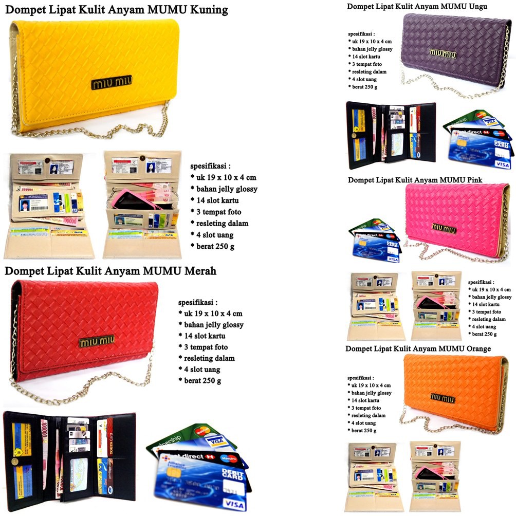 Mumu กระเป๋าสตางค์ผู้หญิงแบบพับได้ทอ