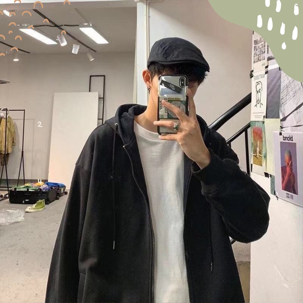 เสื้อกันหนาวแขนยาว มีฮู้ด มีซิป สีพื้นเสื้อฮู้ดกันหนาวแฟชั่น สไตล์น่ารักๆ ทันสมัย สดใด พร้อมส่ง