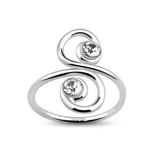 Silver thai Silver Rounded Spiral Double Crystal Toe Ring แหวนนิ้วเท้าคริสตัลเกลียวคู่เงินแท้แบบกลม