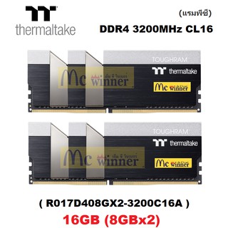 16GB (8GBx2) RAM PC (แรมพีซี) THERMALTAKE DDR4 3200MHz TOUGHRAM (BLACK) (R017D408GX2-3200C16A) - ประกันตลอดการใช้งาน