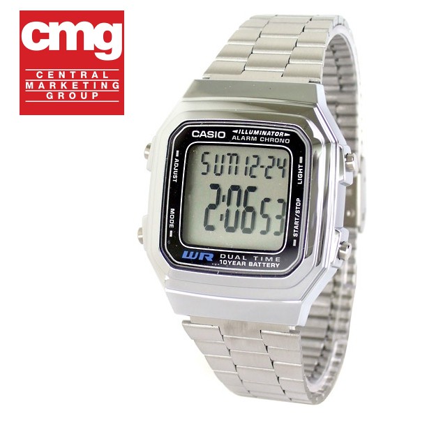 นาฬิกาข้อมือ Casio สายสแตนเลส รุ่น A-178WA-1AU Data Bank ของแท้ ประกันศูนย์ CMG 1 ปี