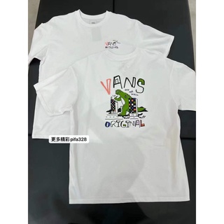 ผ้าฝ้าย 100%เสื้อยืดแขนสั้น พิมพ์ลายไดโนเสาร์ VANS สีเขียว สําหรับผู้ชาย และผู้หญิง 2022S-3XL