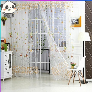 ผ้าม่านหน้าต่างลายดอกไม้และผีเสื้อ ขนาด 100 * 200cm
