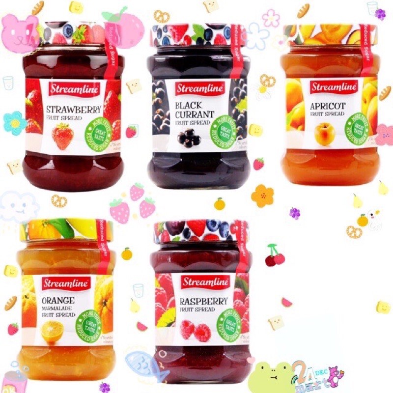 Streamline jam 340g. แยมสูตรน้ำตาลน้อย (5 รสชาติ) fruit spread สตรีมไลน์