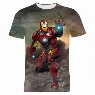 เสื้อยืดแขนสั้น พิมพ์ลาย Iron Man 3 มิติ แนวสตรีท แฟชั่นฤดูร้อน สําหรับผู้ชาย และผู้หญิง 2022