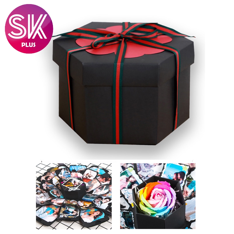 SKPLUS อัลบั้ม DIY หกเหลี่ยมหลายชั้น กล่องสร้างสรรค์ อัลบั้มภาพระเบิด กล่องปัจจุบัน