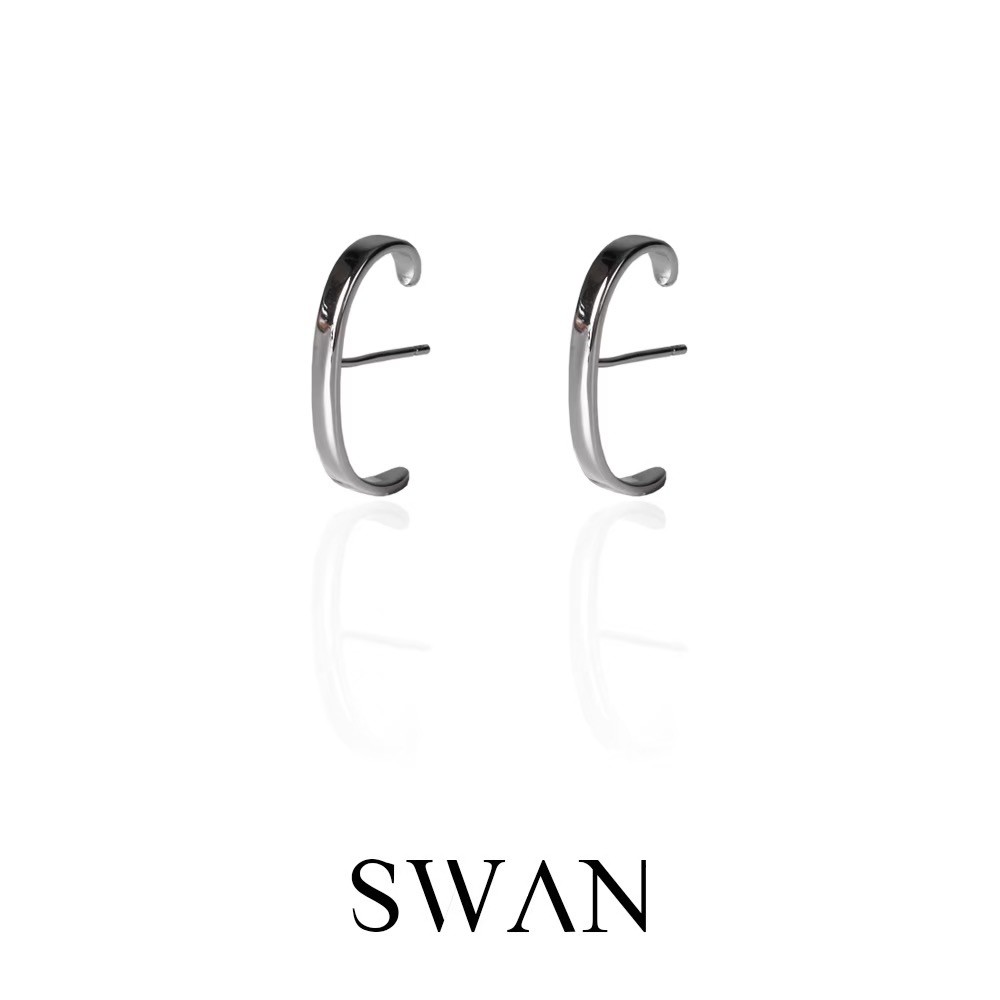 [ส่งด่วนฟรี]SWAN - Lara Earring ต่างหูเจาะเงินแท้ เรียบๆ เงินเกลี้ยง