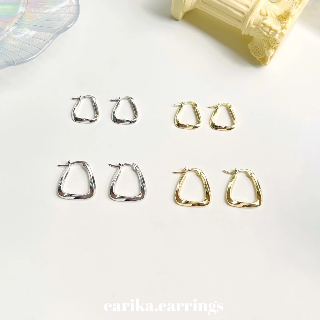 earika.earrings - trapezoid hoop ต่างหูห่วงสี่เหลี่ยมคางหมูก้านเงินแท้ชุบทองคำขาว/ทอง เหมาะสำหรับคนแพ้ง่าย