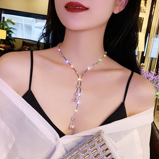 สร้อย มุกเทียม แฟชั่น ประดับเพชร CZ