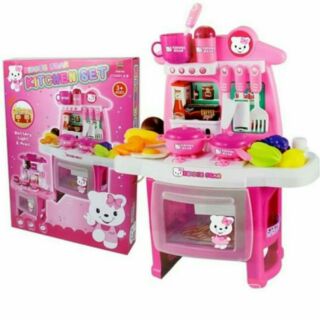 ping toys สีชมพูลายหมี ของเล่นเด็กKitchen Set！