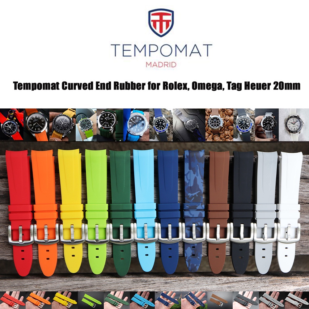 สายนาฬิการุ่น Tempomat Curved End Rubber Straps for Rolex, Omega 20mm