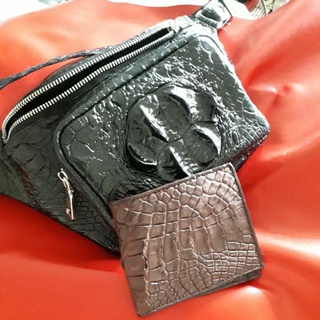 crocodile skin bag save money black color +wallet set1699