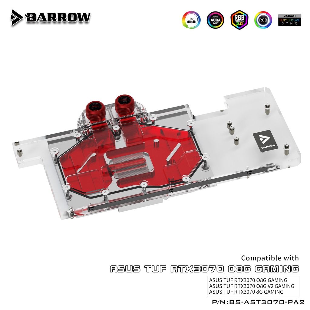Barrow 3070 บล็อกน้ํา GPU สําหรับ ASUS TUF RTX3070 8G ARGB GPU Cooler PC Water Cooling, BS-AST3070-PA2