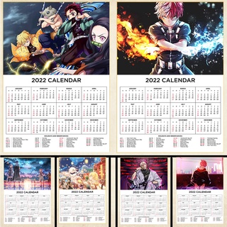 ปฏิทินปีใหม่ 2022 โปสเตอร์อะนิเมะโปสเตอร์ศิลปะ Jujutsu Kaisen / Tokyo Revengers / Demon Slayer / Wall Art