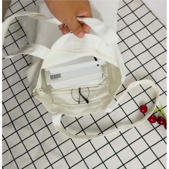 hotwind พร้อมส่ง• กระเป๋าผ้าแคนวาส กระเป๋าสะพาย สไตล์เกาหลี NO.Demain - รูปที่ 4