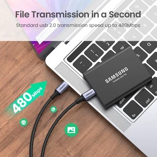UGREEN Fast Charging 100W สาย 20V 5A ตรง 90 องศาไนลอน Brawed USB C ถึง USB C สําหรับ iPhone 17 PRO Max Macbook Pro Samsung Google Pixel สวิทช์