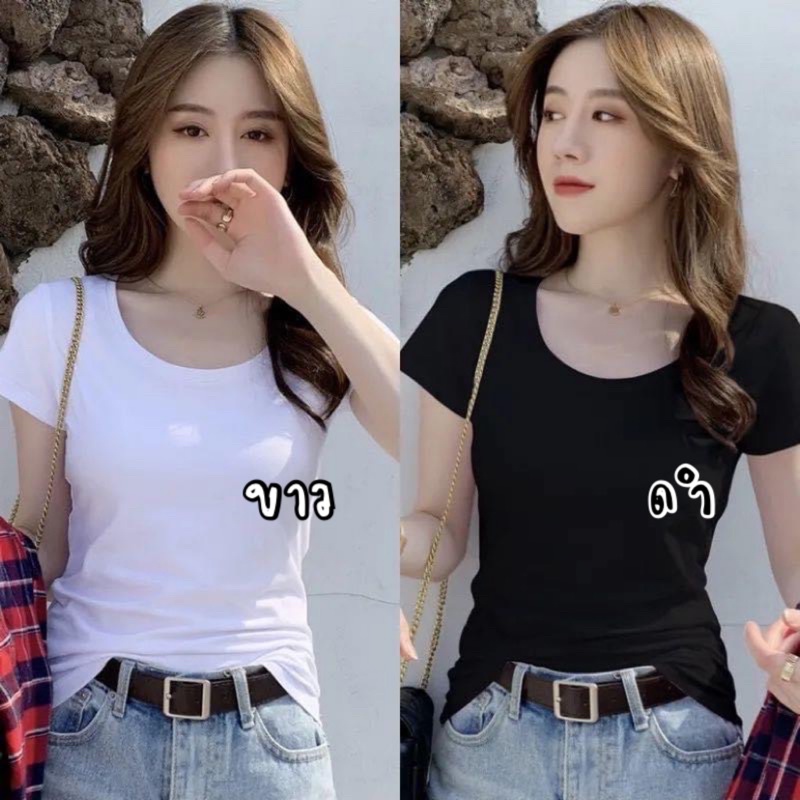 New✨เสื้อยืดคอกลมแขนสั้น แฟชั่นสาวๆสไลต์สาวเกาหลี