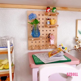 [SZDOLL] ชั้นวางของไม้จิ๋ว 1:12 สําหรับตกแต่งบ้านตุ๊กตา 1 ชุด