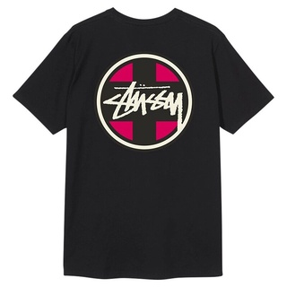 Tee LEEE 【Vansss】เสื้อยืดแขนสั้นพิมพ์ลายโลโก้ Stussy Cross Dot ทรงหลวมสําหรับผู้ชายและผู้หญิง