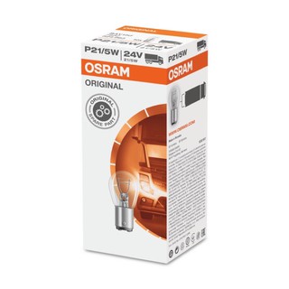 หลอดไฟท้าย OSRAM - 2จุด 2ไส้ เขี้ยวเสมอ  24V P21/5W (7537)