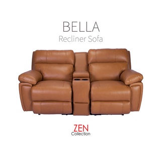 ZEN Collection โซฟา โซฟาปรับนอน 2 ที่นั่ง  Recliner รุ่น BELLA หนังแท้ พร้อมคอนโซล