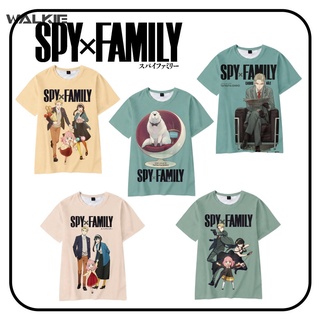 Walkie เสื้อยืดแขนสั้น พิมพ์ลายอนิเมะ Spy X Family Kawaii สไตล์ญี่ปุ่น ฮาราจูกุ แฟชั่นฤดูร้อน สําหรับเด็กผู้ชาย ผู้หญิง