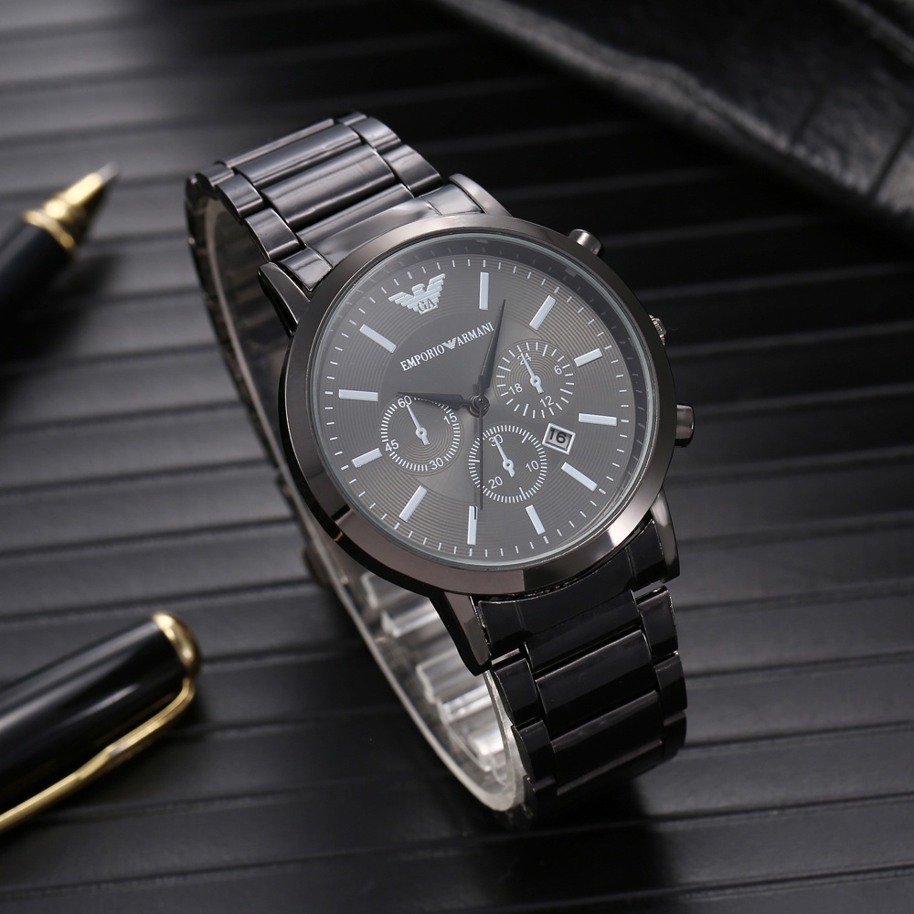 Emporio Armani นาฬิกาข้อมือควอตซ์แฟชั่น สายแสตนเลส หน้าปัดขนาดใหญ่ สไตล์นักธุรกิจ สําหรับบุรุษ