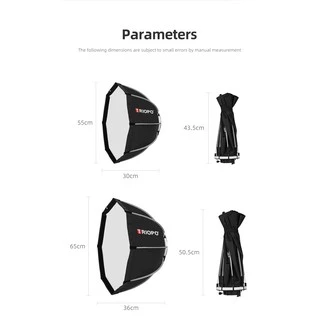 Triopo 55cm/65cm/90cm Portabe Bowens Mount Octagon Umbrella Softbox Outdoor Soft Box + Honeycomb Grid + 2m Light Stand for Studio Strobe