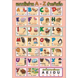 โปสเตอร์ ฝึกอ่าน A-Z สำหรับเด็ก