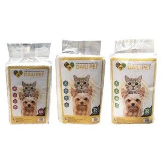 แผ่นรองซับสุนัข แผ่นรองซับแมว DAILI Pet แผ่นรองฉี่ ขนาด  35x45 ซม.(100ชิ้น)/45x60 ซม.(50ชิ้น)/60x90 ซม.(20ชิ้น)