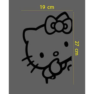 สติ๊กเกอร์ ตัด ไดคัต ลายเส้น Kitty คิตตี้ จุ๊ๆ ติดมุม หรือ ขอบ ประตู เนื้อ PVC กันน้ำ ทนแดด ขนาด 19 x 27 ซม.