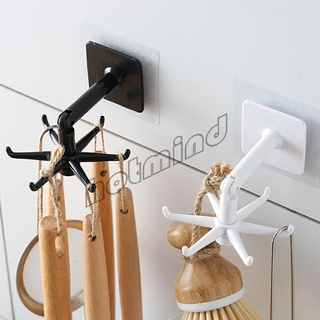 HotMind ตะขอติดเพดาน ติดผนัง  ที่แขวนติดผนัง 6 แฉก ขอเกี่ยวหมุนได้ 360 ° Hexagonal self-adhesive hook