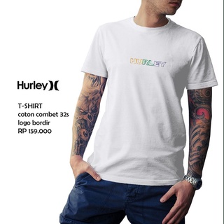 เสื้อยืด ปักลาย HURLEY WHITE M L XL สีขาว สําหรับผู้ชายS-5XL