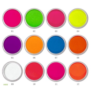 Han ผงสีเรซิ่นเรืองแสง UV สีดํา 12 ชิ้น