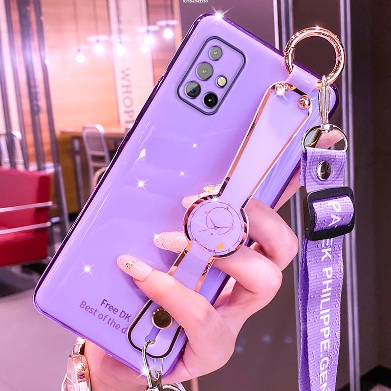 เคส Samsung A71 A51 A12 A13 A22 A53 A52 A52S A32 5G A02 A02S A03S A42 A31 A21S A20S A72 A10S A10 A11 A50 A30 A20 ด้วยเชือกเส้นเล็กแบบถอดได้แฟชั่นหรูหราพรีเมี่ยมสาวและเคสโทรศัพท์แบบอ่อนสายรัดข้อมือสวยบ Phone Case