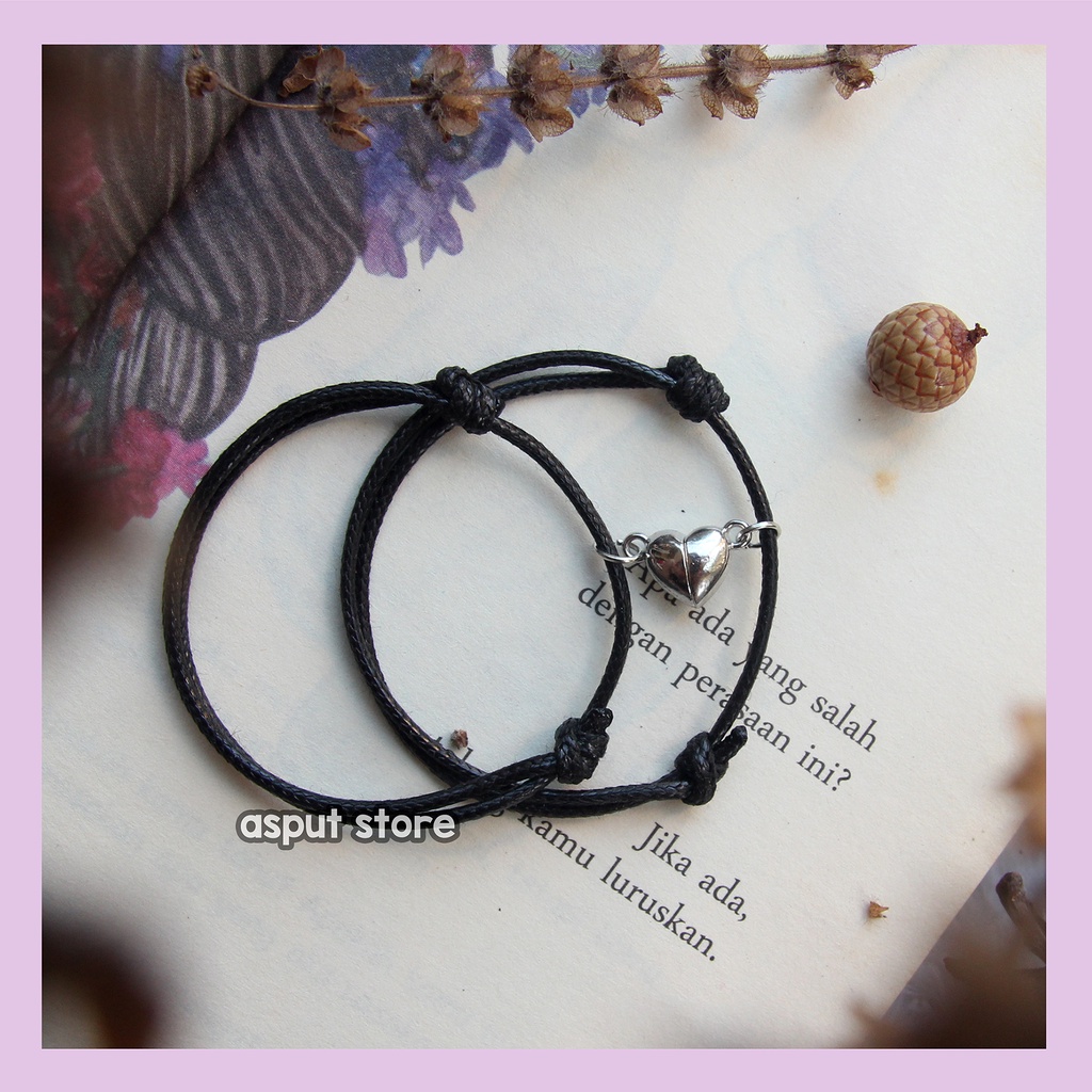 (GET 2) MAGNET LOVE COUPLE BRACELET / LOVE MAGNET COUPLE BRACELET / NAME INITIAL COUPLE BRACELET / L