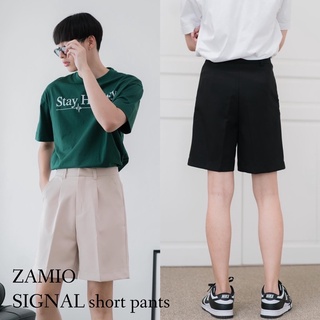 ZAMIO SIGNAL short pants กางเกงขาสั้นเอวสูงทรงกระบอกใหญ่