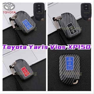 เคสกุญแจรีโมทรถยนต์ คาร์บอนไฟเบอร์ สําหรับ Toyota Yaris Vios XP150 2014 2015 2016 2017 2018 2019