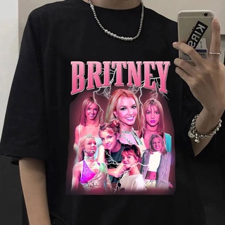 เสื้อยืดพิมพ์ลายเสื้อยืดเสื้อยืดแขนสั้น พิมพ์ลาย Britney Spears สีดํา สไตล์ฮิปฮอป ฮาราจูกุ สําหรับผู้ชายS-4XL