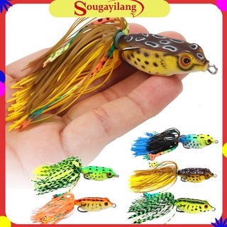 Sougayilang เหยื่อตกปลา 5.2 ซม. 7g Frog Lure Soft Tube เหยื่อตกปลาพลาสติกพร้อมตะขอตกปลา Topwater Ray Frog ตาประดิษฐ์เหยื่อตกปลาชุดปลา