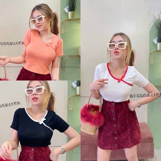 Dzaishop💕 เสื้อคอเฉียง แต่งริบบิ้นโบว์ แต่งกุ้นคอเฉลี่ยง🔥 เสื้อแฟชั่นไหมพรม งานตามหา เสื้อตรุษจีน เบาๆค่า