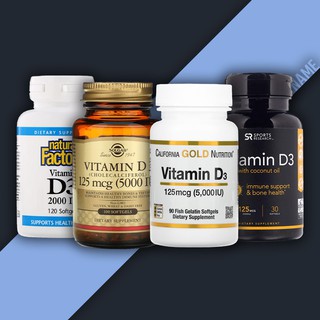 วิตามินดี 3 ( Vitamin D3, D-3 ) ชนิดเม็ด California, Natural Factors, Solgar, Century